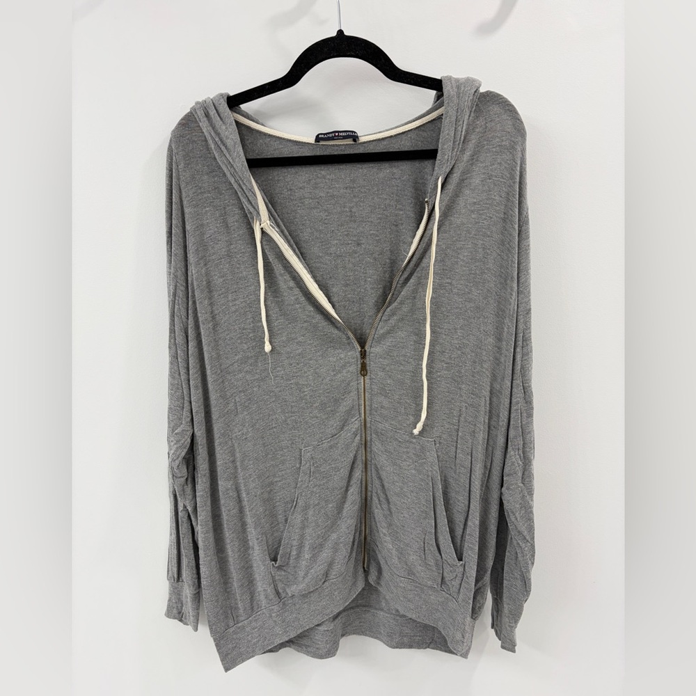 Brandy Melville Light Gray Thin Zip Up Hoodie #1